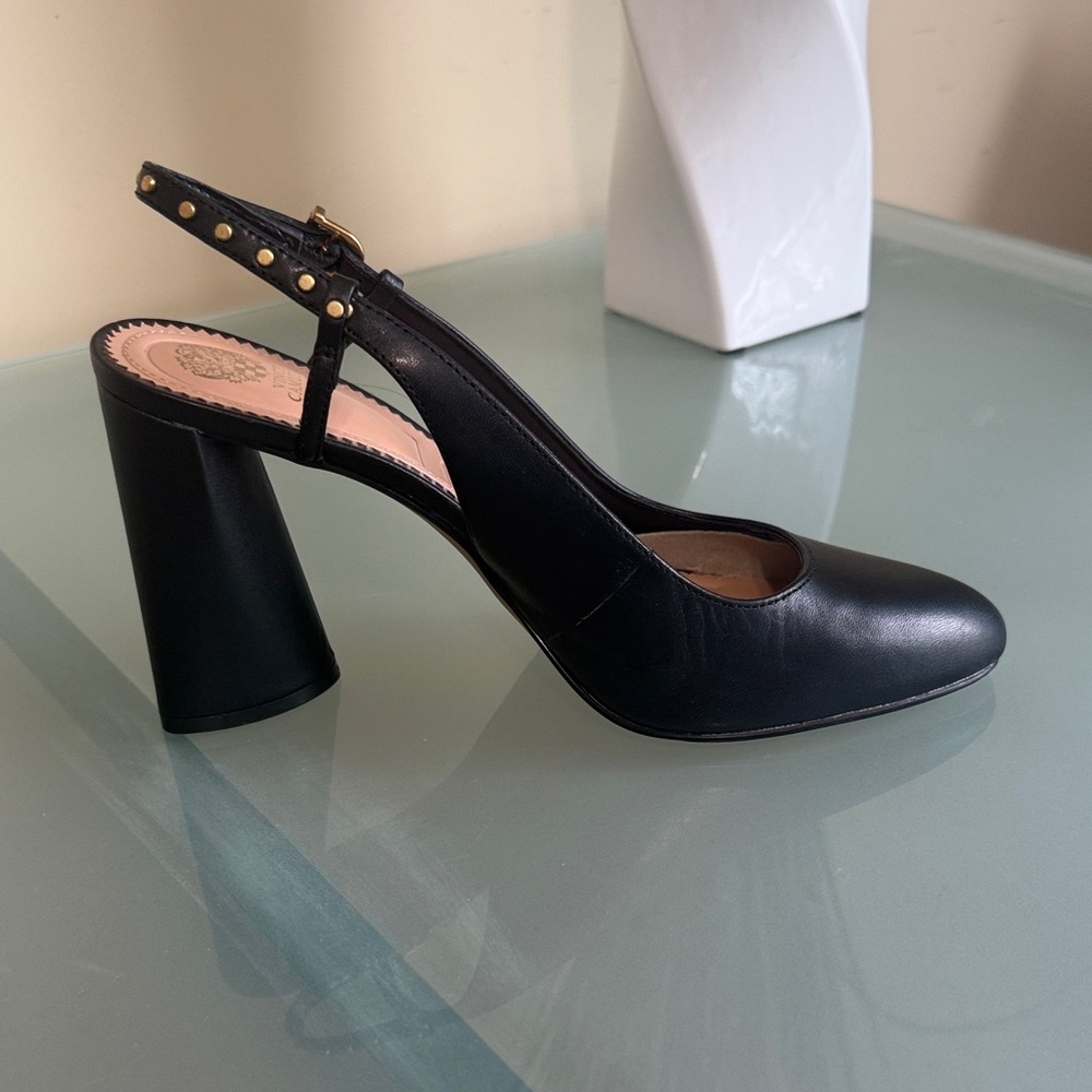 NEW Vince Camuto Shoes Vince Camuto Black Leather Slingback Heels Size 8.5 NWOT - Picture 4 of 15